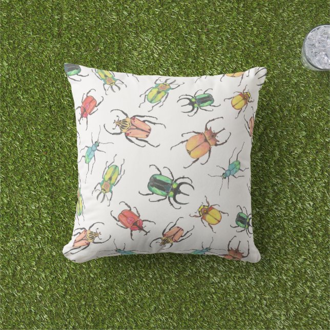 Love Bug Beetles Cute Cushion (Grass)