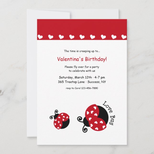 Love Bug Birthday Party Invitation (Front)