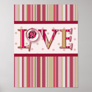 LOVE BUG BUBBLE & STRIPES by SHARON SHARPE Poster