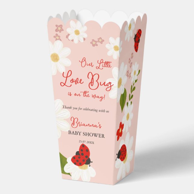 Love bug cute ladybug baby shower personalized favour box (Front)
