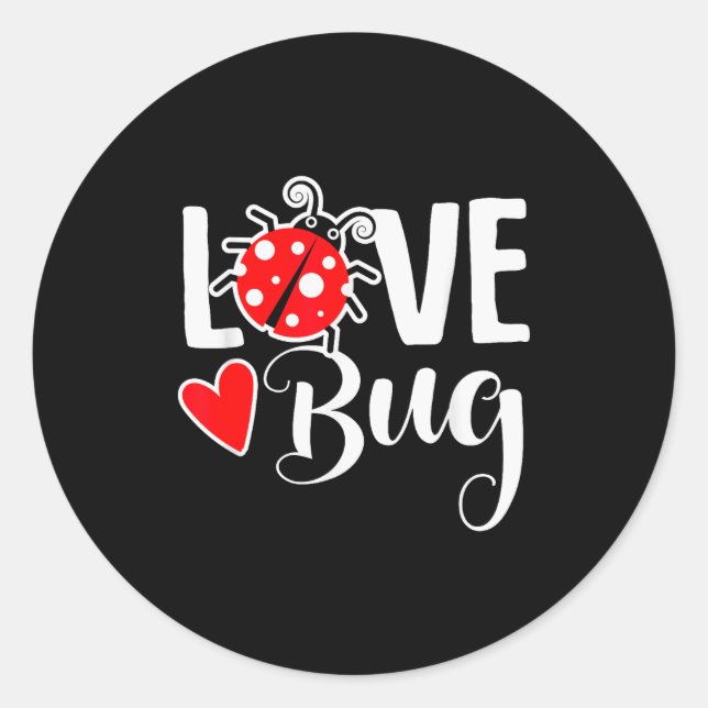 Love Bug Cute Valentines Day Party Ladybug  Classic Round Sticker (Front)