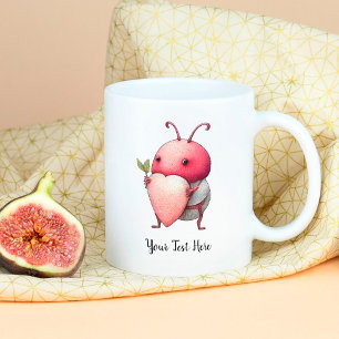Love Bug Funny Beetle Design with Heart Handdrawn Coffee Mug