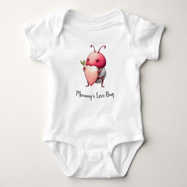 Love Bug Funny Beetle illustration Heart Customise Baby Bodysuit (Front)