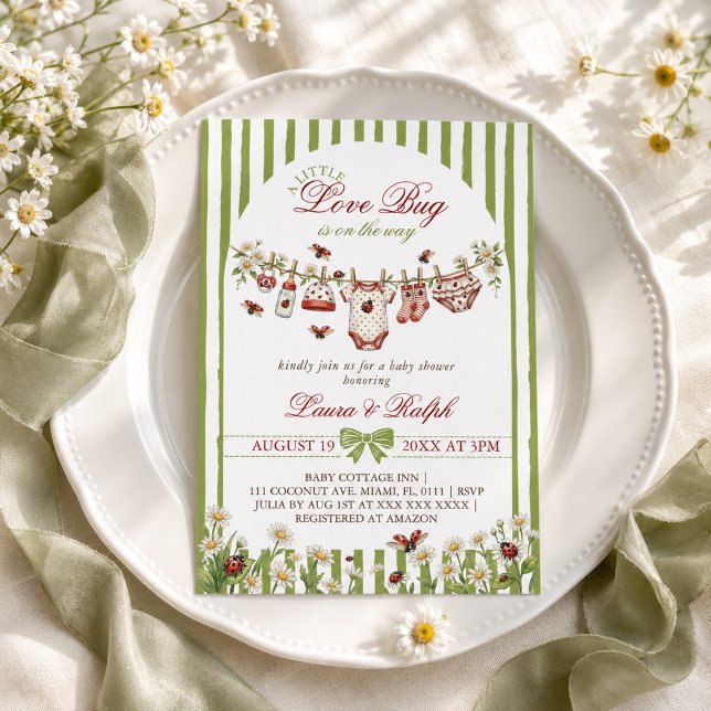 Love Bug Girl Baby Shower Invitation (Creator Uploaded)