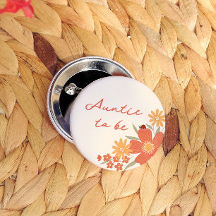 Love Bug Girl Retro Baby Shower Auntie To Be 6 Cm Round Badge