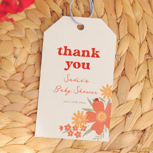 Love Bug Girl Retro Baby Shower Thank You Gift Tags