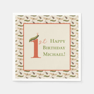 Love Bug Insect Custom Name 1st Birthday Napkin