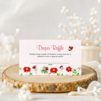 Love Bug Ladybug Baby Shower Floral Diaper Raffle Enclosure Card