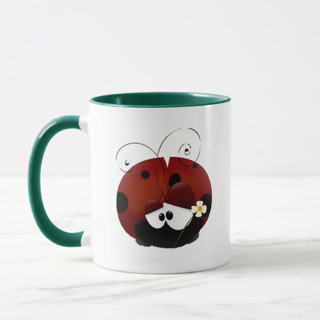 Love Bug Ladybug, Cute Cartoon Valentine’s Day Mug (Left)