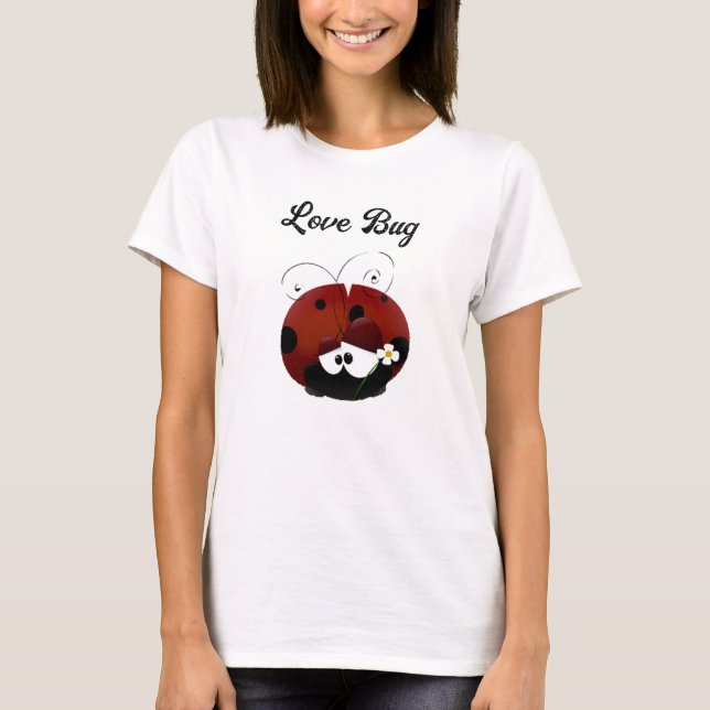 Love Bug Ladybug, Cute Cartoon Valentine’s Day T-Shirt (Front)