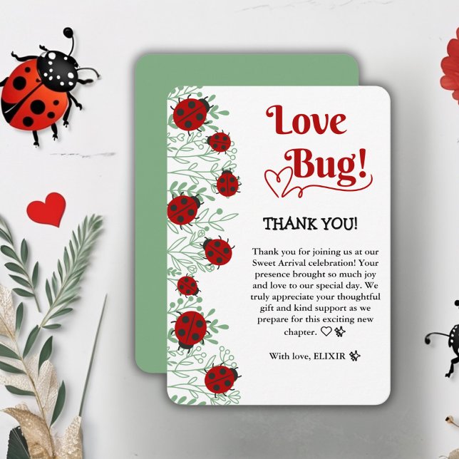 Love Bug Minimalist Baby Shower Thank You Card (Creator Uploaded)