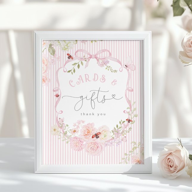 Love Bug Pink Bow Cards and gifts Baby Shower Poster (Creator Uploaded)