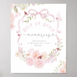Love Bug Pink Decorate a block Baby Shower Poster