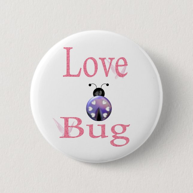 love bug purple 6 cm round badge (Front)
