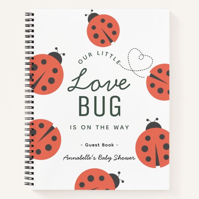 Love Bug Red Ladybug Baby Shower Guest Book (Front)