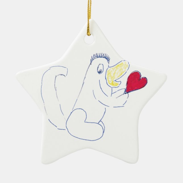 Love Bug Star Ceramic Christmas Ornament (Front)