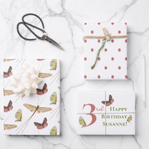 Love Bug Vintage Insect Custom Name Birthday  Wrapping Paper Sheet