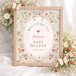 Love Bug Wildflower Boho Baby Shower Welcome Poster