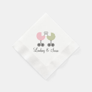Love Buggies Joint Baby Shower Napkins, Pink/Sage Napkin