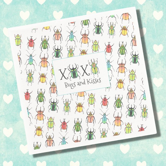 Love Bugs and Kisses XOXO Valentine's Day Napkin (Creator Uploaded)