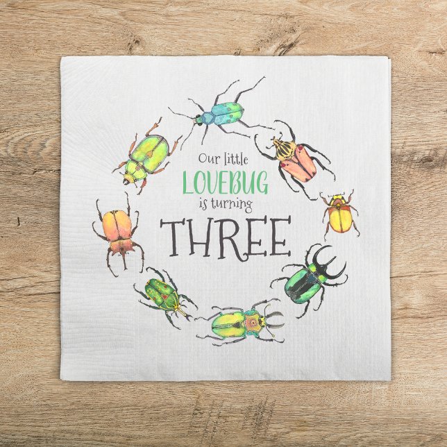 Love Bugs Beetles Kids Birthday Napkin (Creator Uploaded)
