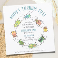 Love Bugs Circle Watercolor Beetles Birthday