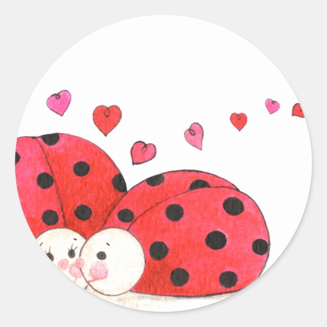 Love Bugs Classic Round Sticker (Front)