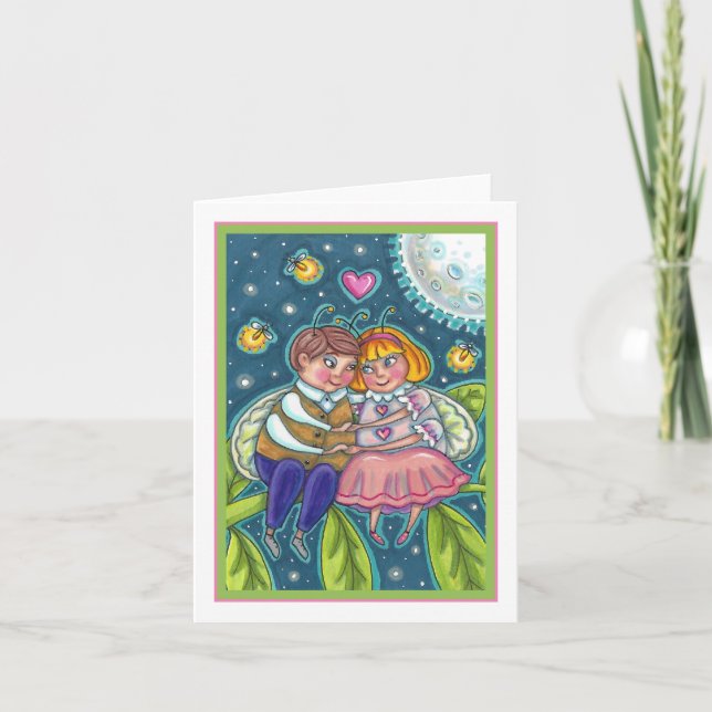 LOVE BUGS, FIREFLIES & FULL MOON SWEETHEARTS Blank Card (Front)