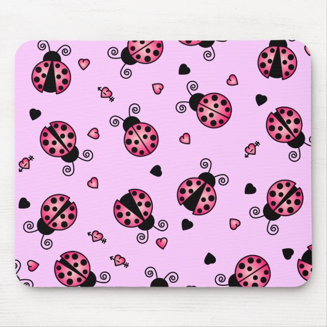 Love Bugs Pink Ladybugs Mouse Pad (Front)