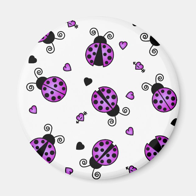 Love Bugs Purple Ladybugs Magnet (Front)
