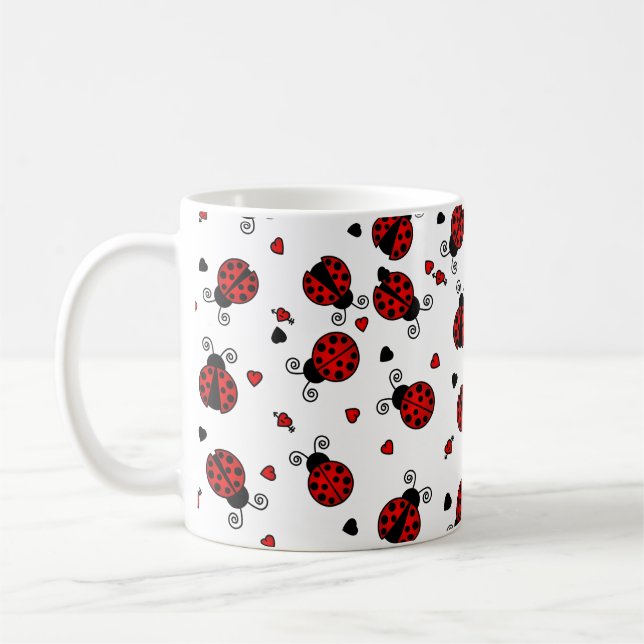 Love Bugs Red Ladybugs Coffee Mug (Left)