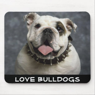 Love Bulldog Puppy Dog With Spike Collar Mousepad