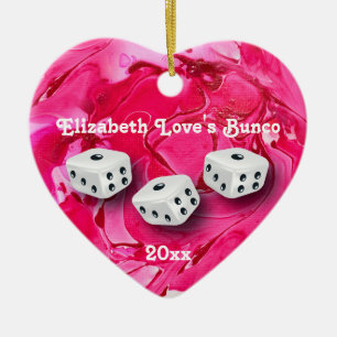 Love Bunco Dice Heart Monogram Ceramic Tree Decoration