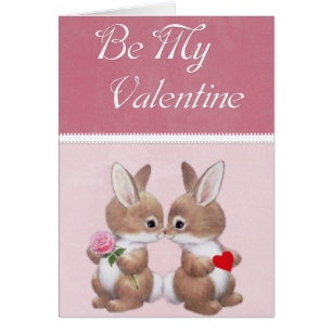 Love Bunnies Be My Valentine Greeting Card