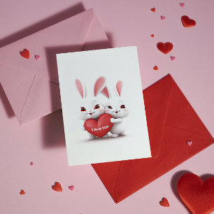 Love Bunnies   Custom Text & Name Valentine's Day Holiday Card