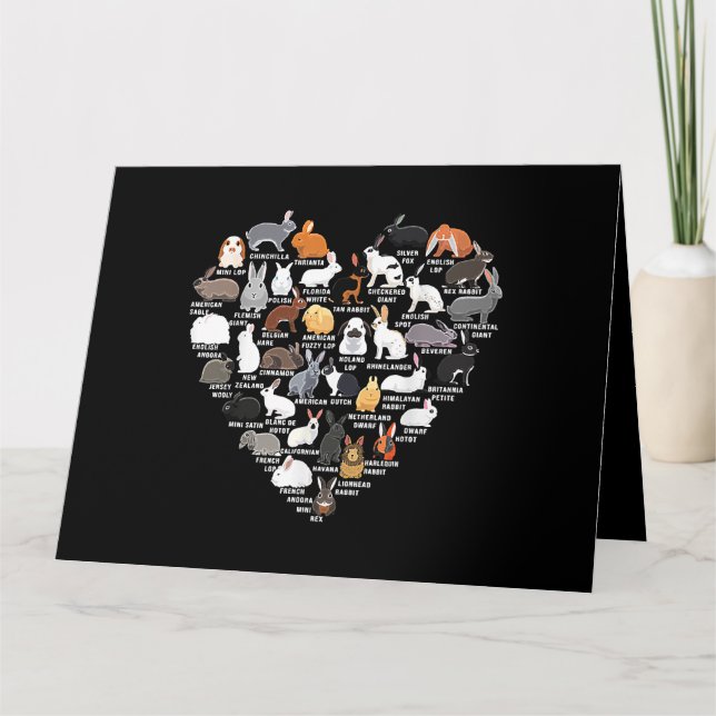 Love Bunnies Funny Rabbit Heart  Card (Front)