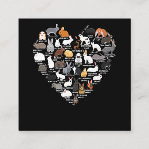 Love Bunnies Funny Rabbit Heart Square Business Card