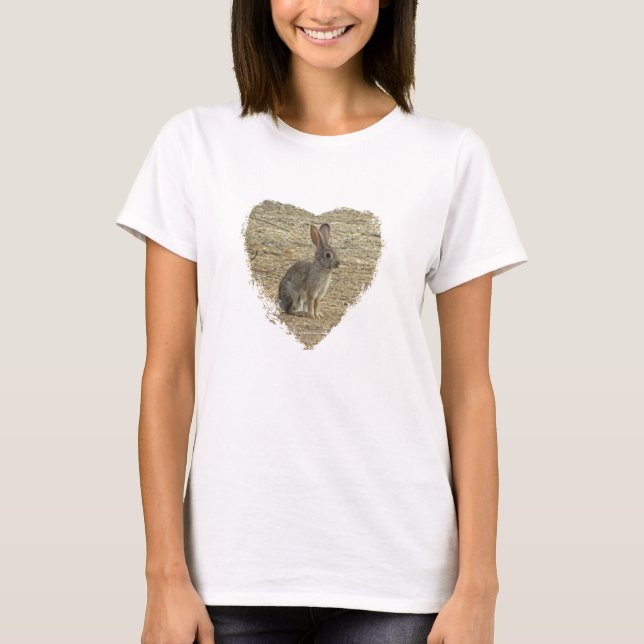 Love Bunnies Heart Desert Animal Photo Rabbit T-Shirt (Front)