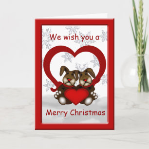 Love Bunnies Merry Christmas Greeting Holiday Card
