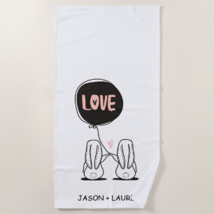 Love Bunnies   Monogram Beach Towel