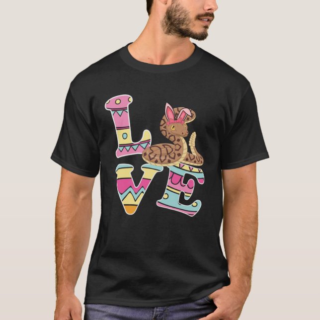 Love Bunny Ball Python Eggs Hunting Happy Easter D T-Shirt (Front)