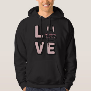 Love Bunny Face Wearing Glasses Easter Happy Easte Hoodie