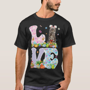 Love Bunny Maine Coon Cat With Easter Egg Basket E T-Shirt