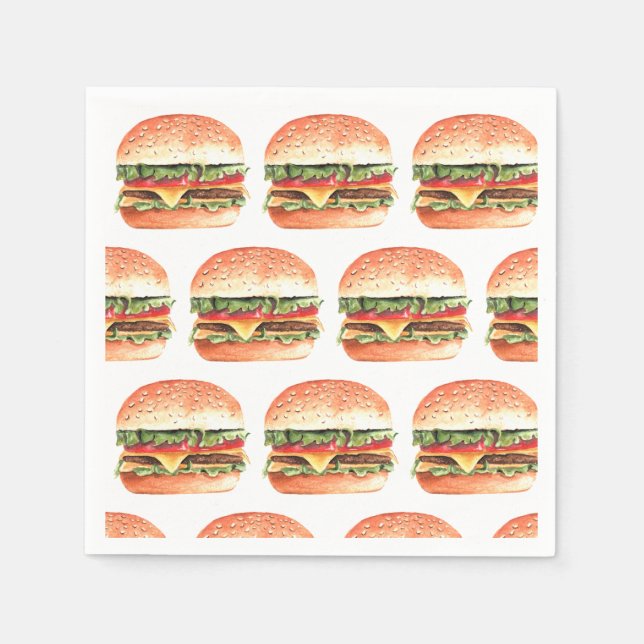 Love + Burgers Picnic BBQ Couples Bridal Shower Napkin (Front)