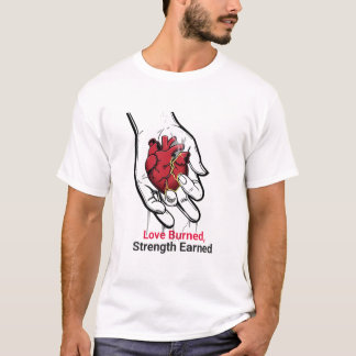 Love Burned Strength Earned Inspirational Heart T-Shirt