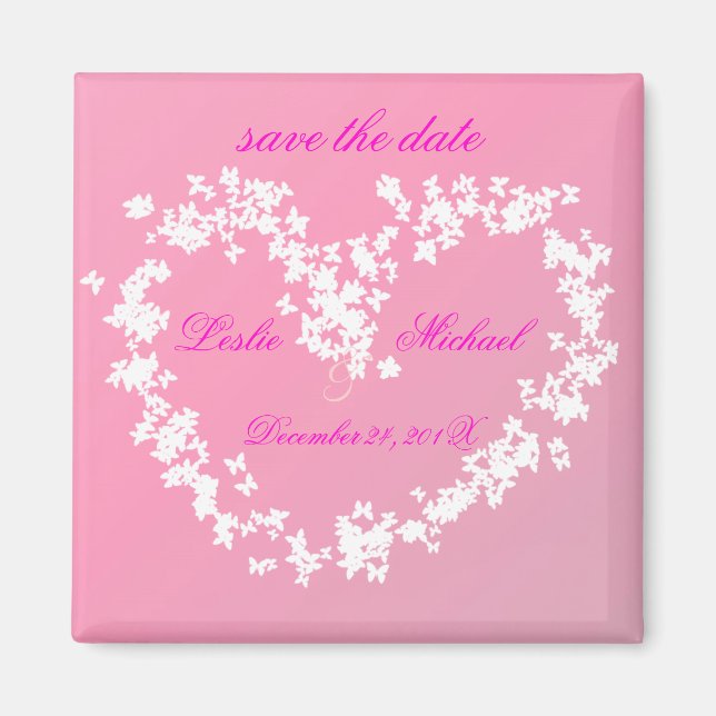 Love, butterflies heart, save the date magnet (Front)