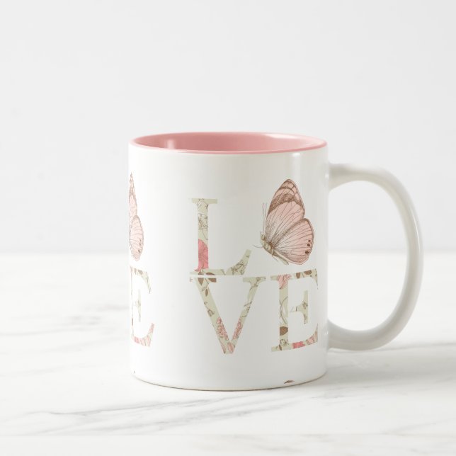 Love Butterfly Floral Two-Tone Coffee Mug (Right)