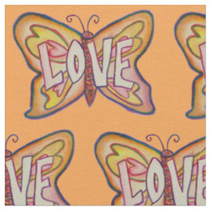 Love Butterfly Inspirational Word Fabric Material