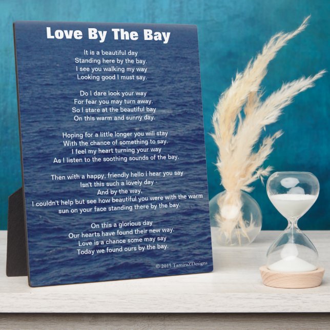 Love By The Bay Poem Blue Sea Water Plaque (Side)