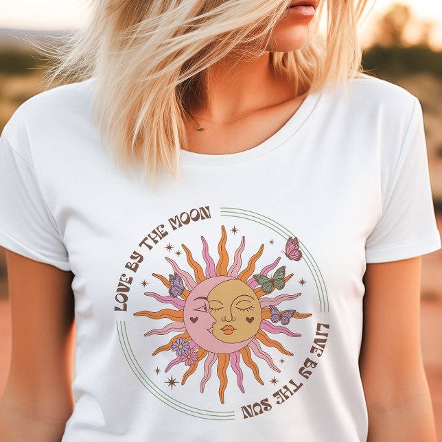 Love by the Moon Retro Boho Sun Tri-Blend Shirt (Creator Uploaded)